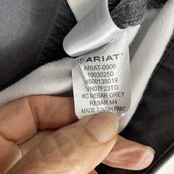 Ariat Rebar M4 Pants Mens 44x30 Gray Canvas Relaxed Straight Utility Workwear - Picture 11 of 14